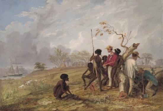 Thomas Baines Thomas Baines with Aborigines near the mouth of the Victoria River Norge oil painting art